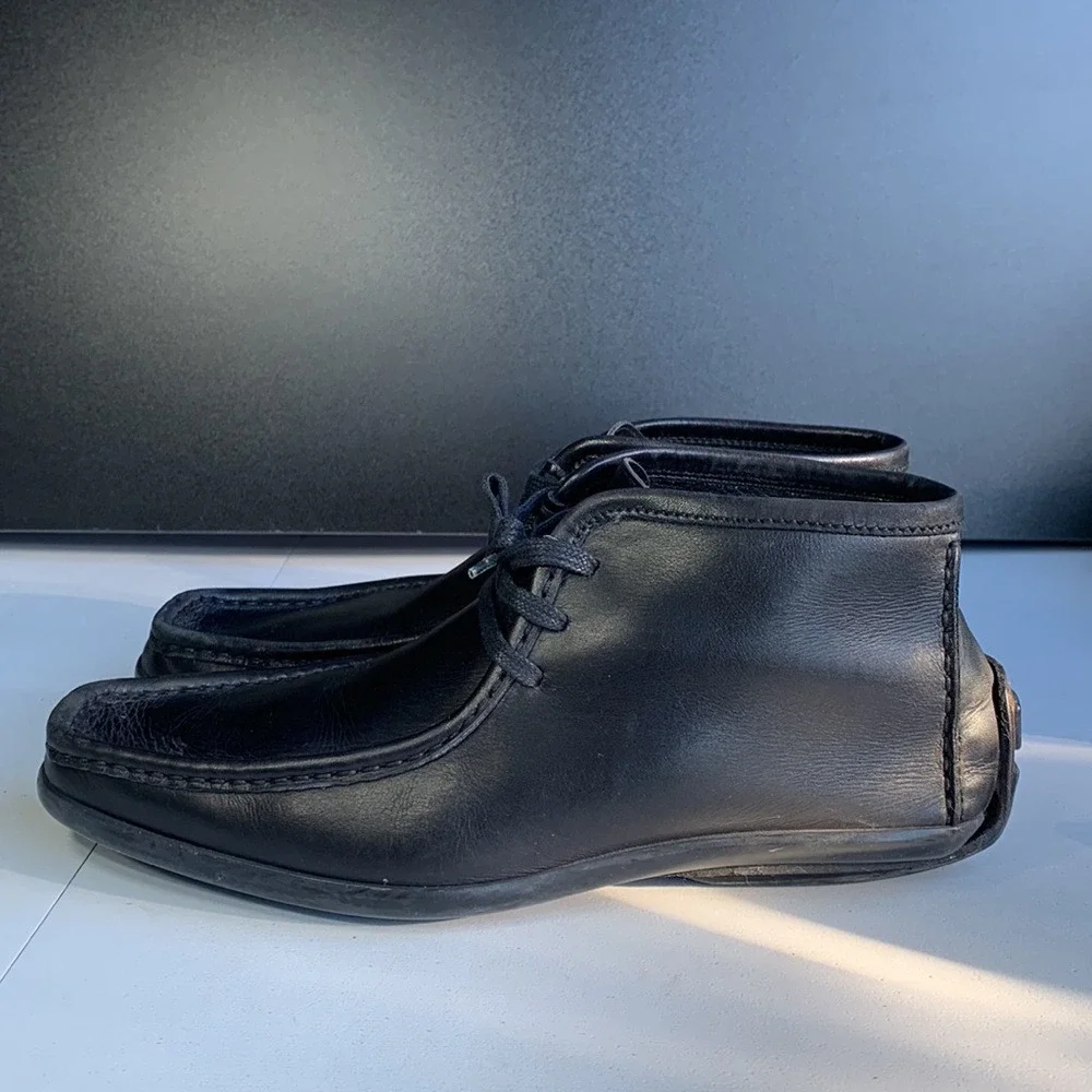 Gucci Chukka Driving Moccasin Boots Shoes Mens 7 Black Luxury Leather Italy